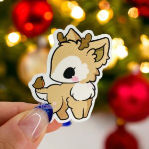 Baby Reindeer Meets Robin Sticker Baby Reindeer Meets Robin Sticker
